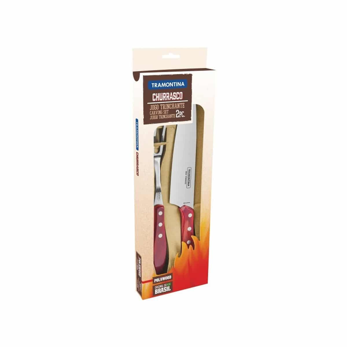 Tramontina Churrasco Knife and Large Fork Set Red