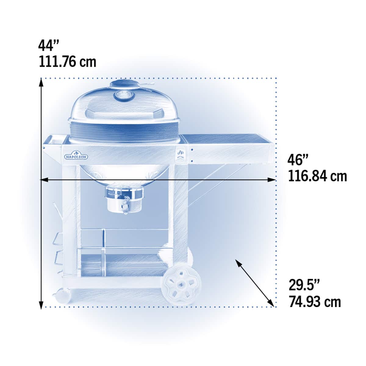 Napoleon PRO 22" Cart Charcoal Kettle BBQ Grill  PRO22K-CART-3
