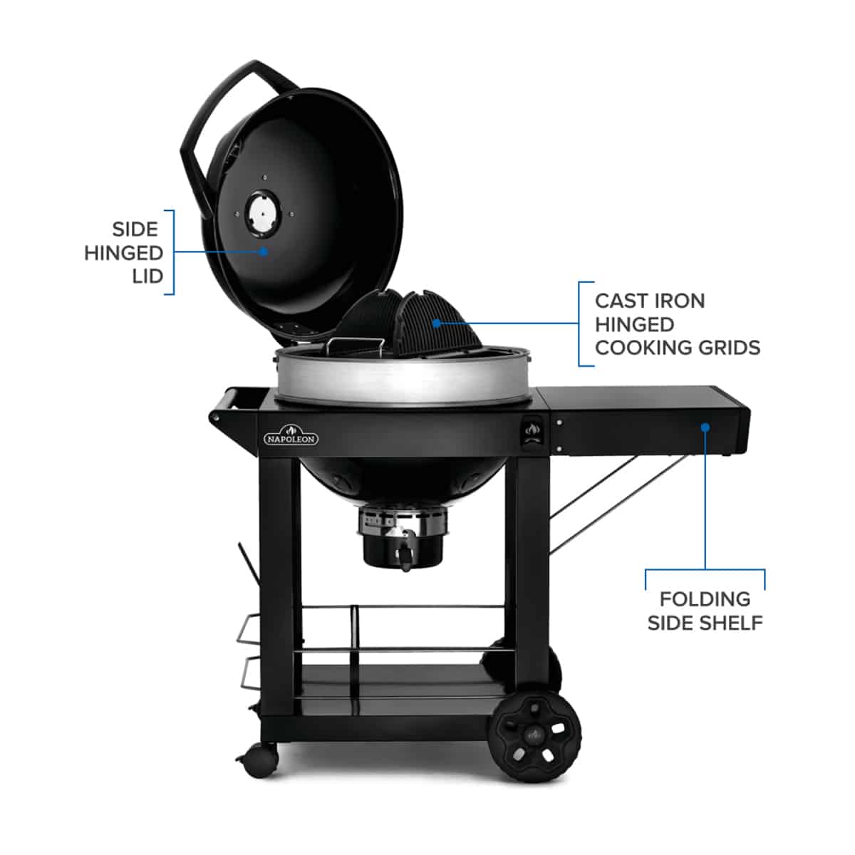 Napoleon PRO 22" Cart Charcoal Kettle BBQ Grill  PRO22K-CART-3