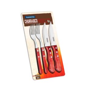 Tramontina 4 Piece BBQ Cutlery Set Red