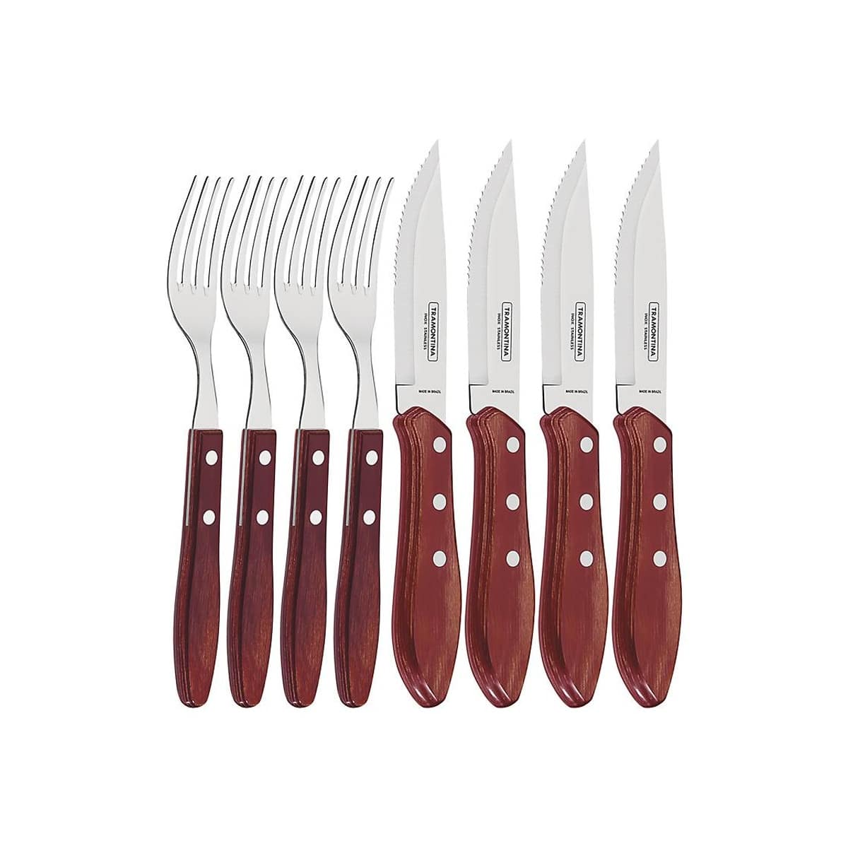 Tramontina 8 Piece Jumbo Knife and Fork Set Red