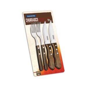 Tramontina 4 Piece BBQ Cutlery Set Brown